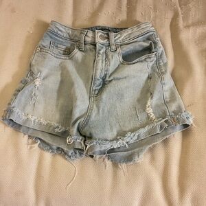 Light Blue Distressed Denim Shorts